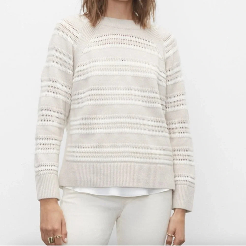 Club Monaco Striped Raglan Wool Knit Crewneck Sweater Size Small